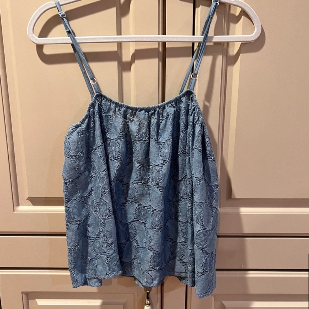 Anthropologie Stark X Blue Crochet Tank Sz Small (Orig $149)